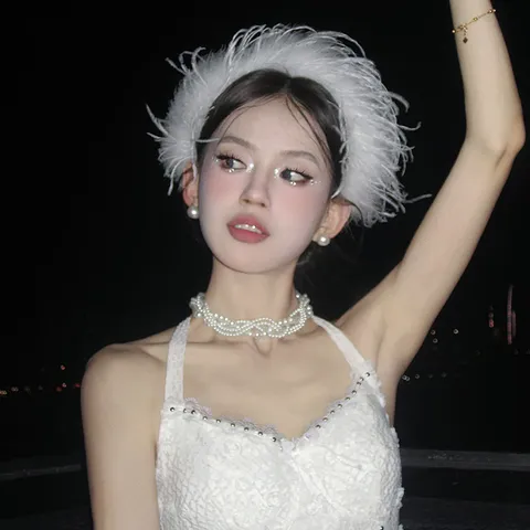 Ostrich Feather Headband Elegant Forest Style Hair Hoop Fluffy Headwear Winter Sweet Hair Accessories For Women