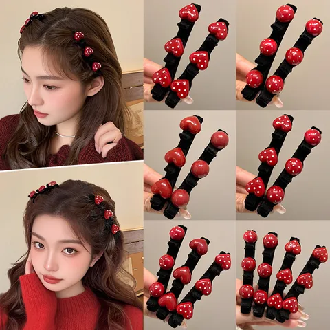 Geflokte Haarspeld Zoet Rood Hart Haarspelden Leuke Pony Haarspeld Haarstyling Accessoires Voor Vrouwen En Meisjes