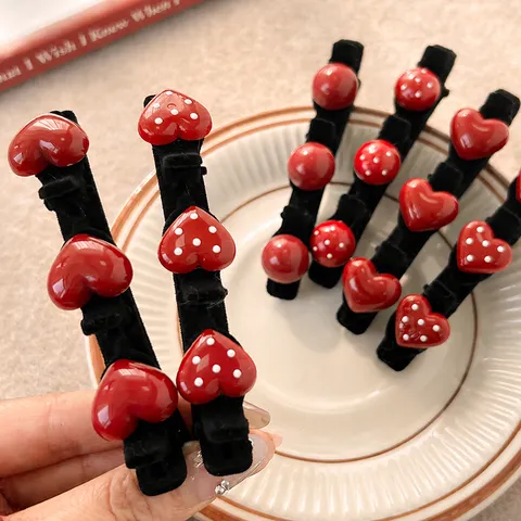 Geflokte Haarspeld Zoet Rood Hart Haarspelden Leuke Pony Haarspeld Haarstyling Accessoires Voor Vrouwen En Meisjes