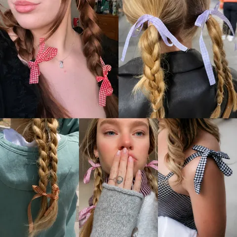 Sweet Japanese Style Plaid Bow Ribbon Hair Scrunchie Cute Fabric Elastic Hair Rope Ponytail Holder Hair Accessories