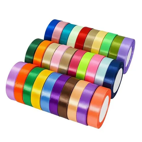 Rollo de Cinta de Satén de Color Sólido Para Envoltorio de Regalos Y Decoración De Fiesta De Boda Cinta De Poliéster