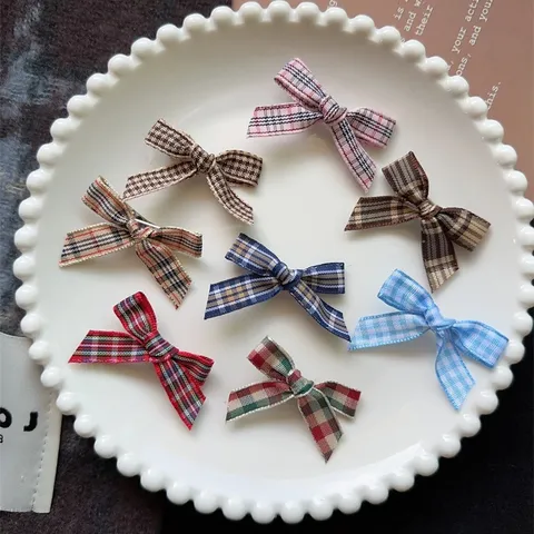 Sweet Preppy Style Plaid Ribbon Bow Hair Clip Cute Checkered Hairpin Hair Accessories For Women Daily Wear