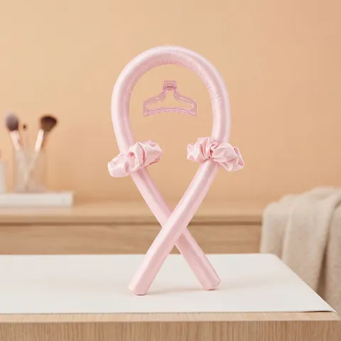Heatless Curling Rod Headband Satin No Heat Hair Curler Set Champagne Pink Sleep Soft Waves Hair Styling Tools Women