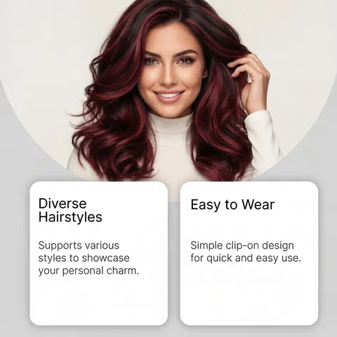 Clip In Hair Extensions Wine Red High Temperature Fiber Natural Looking Easy To Wear Volume Hair Pieces For Women