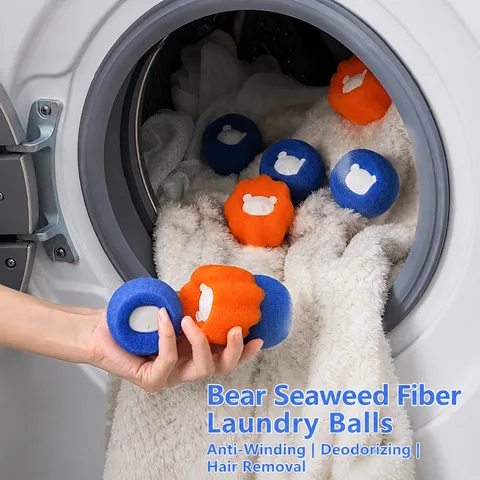 Cute Bear Sponge Laundry Ball Anti-tangle Hair Removal Cleaning Sponge Laundry Accessory Household Cleaning Tool