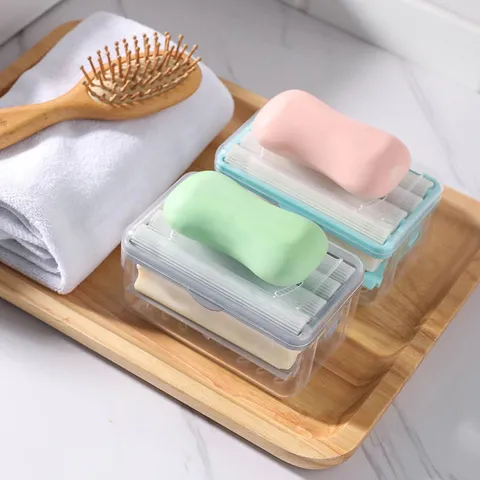 Multi Functional Soap Dish Press Foaming Plastic Soap Box Household Drainage Soap Holder Bathroom Storage Container