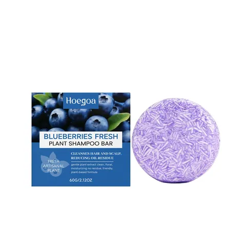 Hoegoa Barre de Shampoing Extrait de Plante de Myrtille Contrôle Doux du Sébum Hydratant Cheveux Dodu Lisses Soin Shampoing Solide