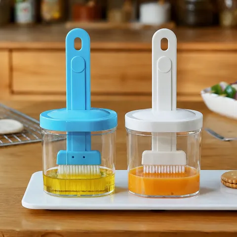 Press Type Oil Dispenser Bottle With Silicone Brush Kitchen Cooking Barbecue Basting Sauce Brush Home Tool