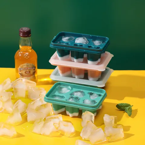 Silicone Ice Cube Tray With Lid Soft Bottom Ice Maker Mold Easy Release Reusable For Freezer Whiskey Cocktails