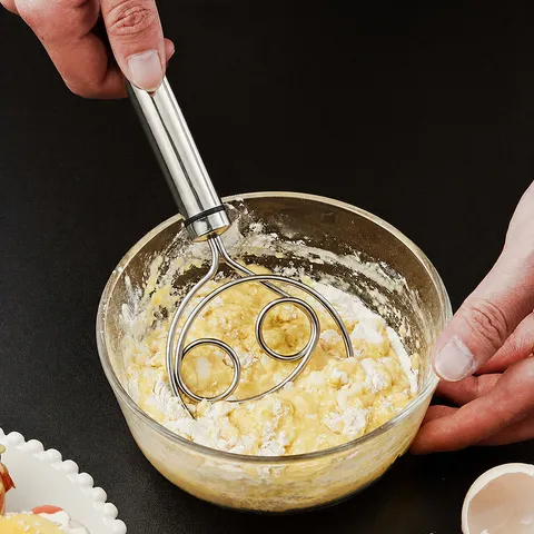 Fouet À Pâte Danois En Acier Inoxydable 304 Mélangeur De Farine Manuel Outil De Cuisson Gadget De Cuisine Pour Pain Pâtisserie