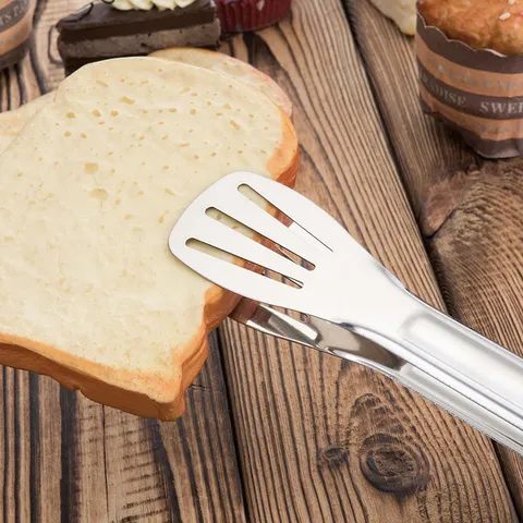 Stainless Steel Kitchen Food Tong Multi-function Barbecue BBQ Steak Bread Clamp One-Piece Molding Polished Kitchen Tool