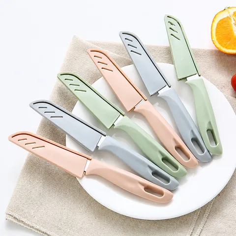 Portable Stainless Steel Fruit Paring Knife Kitchen Vegetable Cutter With Protective Sheath Nordic Style Peeling Tool