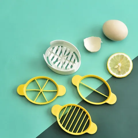 Multifunctional Egg Slicer Plastic 3-in-1 Egg Cutter with Slicing Dicing Wires Kitchen Gadget Tool for Boiled Eggs