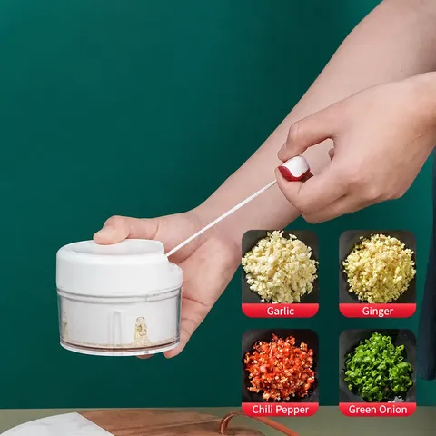 Manual Garlic Press Mini Chopper Food Processor Stainless Steel Blades Portable Garlic Mincer Kitchen Gadget Tool