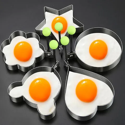 Stainless Steel Fried Egg Molds Creative Heart Star Flower Shaped Egg Ring Pancake Maker Kitchen Cooking Gadgets