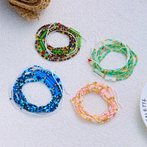 Bohemian Layered Seed Bead Waist Chain For Women Handmade Colorful Beaded Belly Chain Summer Beach Jewelry Body Accessories