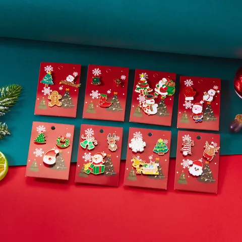 Set di 3 Spille Natalizie Renna Babbo Natale Pupazzo di Neve Albero di Natale Smalto Lega di Zinco Spille per Donne Gioielli Regalo