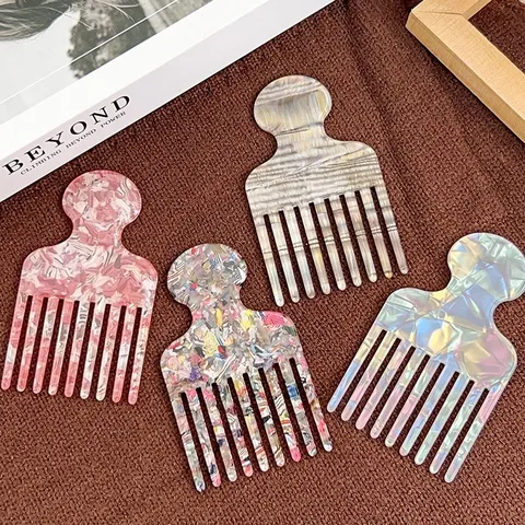 Acetate Hair Comb Marble Pattern Anti-Static Fine Tooth Hair Styling Comb For Women Vintage Tortoiseshell Hair Pick Fashion Hair Accessories