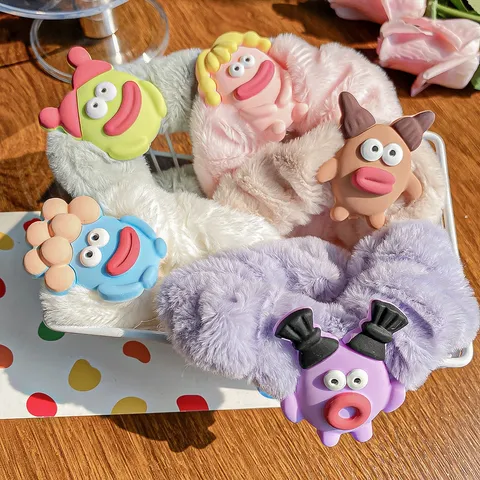Coleteros de Peluche de Monstruo Feo y Lindo Estilo Coreano Otoño Invierno Cuerda de Pelo Dulce Para Niñas Hecha a Mano Para Mujeres