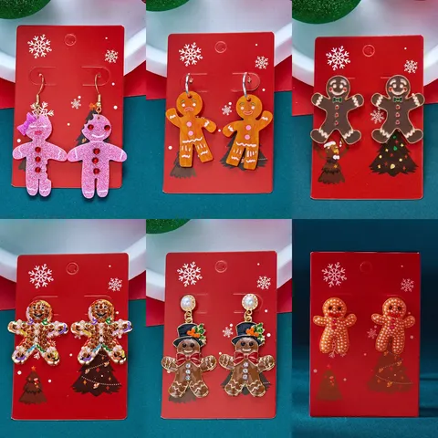 Orecchini di Pan di Zenzero Natalizi per Donna Colorati Orecchini a Bottone con Strass e Perle Artificiali Gioielli Festivi