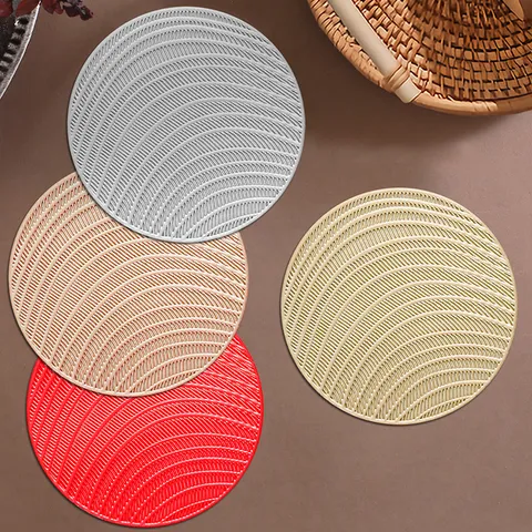 Creative Hollow Hot Stamping Round PVC Coaster Heat Resistant Coffee Mat Table Placemat Modern Minimalist Home Dining Table Decor