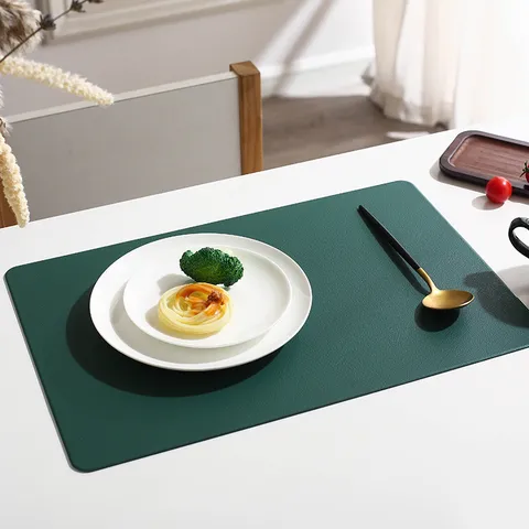 Minimalist Solid Color Leather Placemat Waterproof Oil-Proof Heat-Insulated Table Mat Nordic Style Dining Table Decor