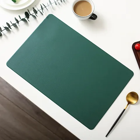 Minimalist Solid Color Leather Placemat Waterproof Oil-Proof Heat-Insulated Table Mat Nordic Style Dining Table Decor