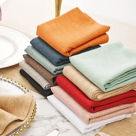Solid Color Cotton Linen Napkin Thickened Washable Table Cloth For Hotel Wedding Banquet Dining Table Kitchen Home Decor