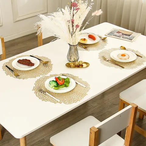 PVC Round Placemat Hollow-Out Heat Insulation Waterproof Anti-Scald Table Mat Coffee Coaster Kitchen Dining Table Decor