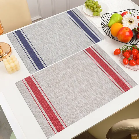 Modern Minimalist PVC Placemat Heat Resistant Waterproof Oil Proof Striped Table Mat For Dining Table