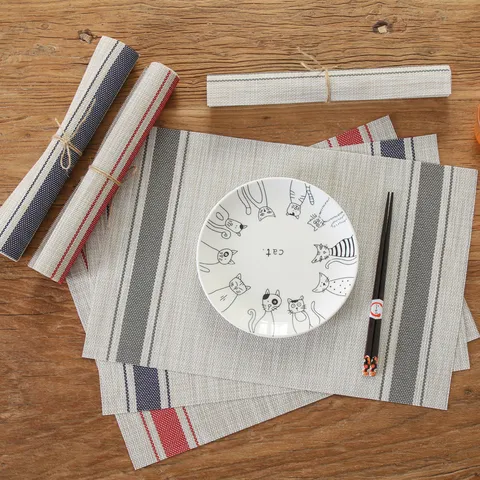 Modern Minimalist PVC Placemat Heat Resistant Waterproof Oil Proof Striped Table Mat For Dining Table