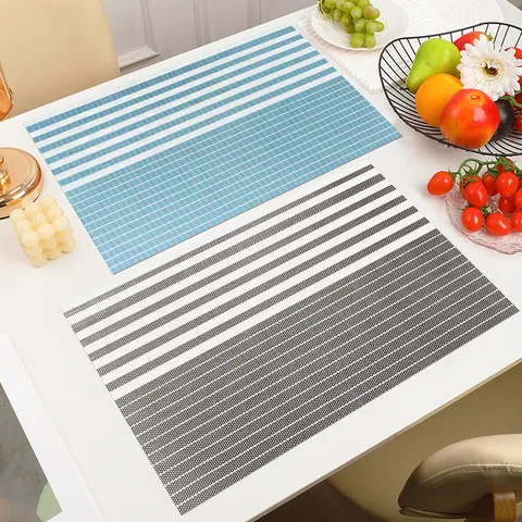 PVC Placemat Heat Resistant Waterproof Oil Proof Table Mat Modern Striped Dining Table Mat Kitchen Accessories