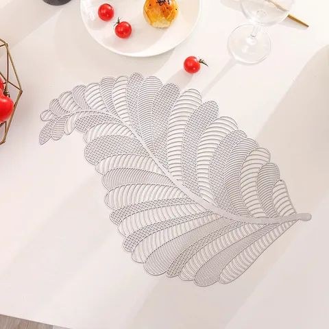 Nordic Style Hollow PVC Bronzing Table Mat Heat Insulation Oil-Proof Washable Dining Table Placemat For Home Kitchen Decor