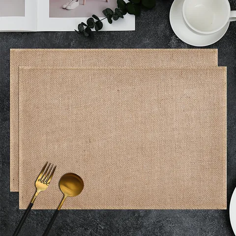 Jute Placemat Waterproof Oilproof Heat Insulation Table Mat Round Square Kitchen Dining Table Decoration Table Runner