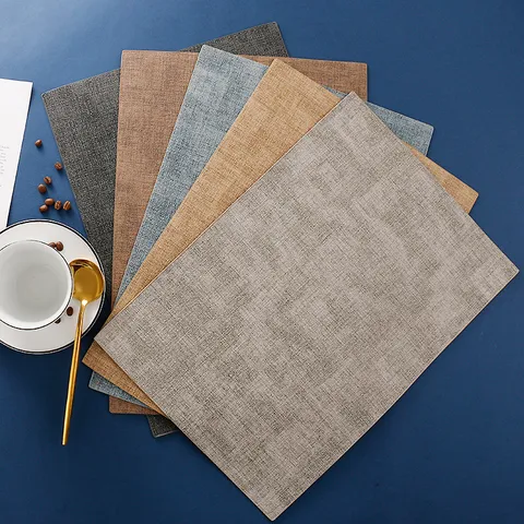 Rectangular Double Sided PU Leather Placemat Waterproof Non Slip Heat Insulating Table Mat For Dining Table Home Kitchen