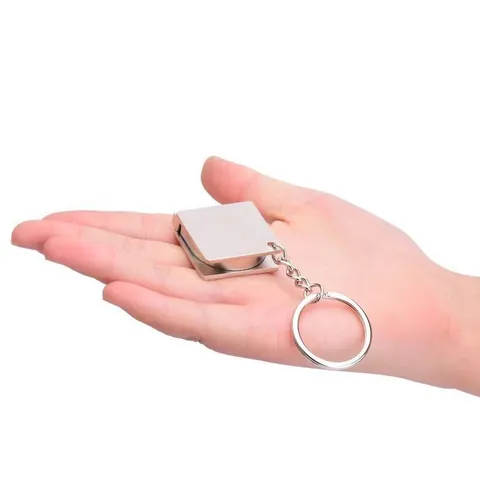 Mini Portable Square Tape Measure Keychain Zinc Alloy Retractable Pocket Ruler Keyring