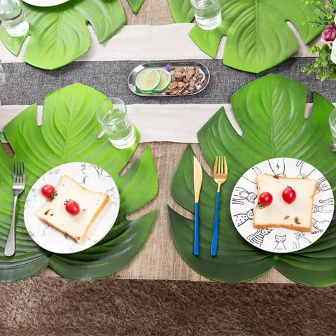 Creative EVA Leaf Place Mat Simulation Monstera Leaf Coaster Anti-Slip Heat Insulation Pad Large Lotus Leaf Western Dining Table Mat