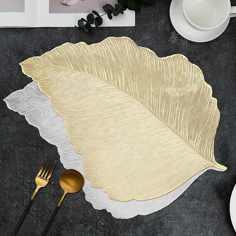 Waterproof Leaf Placemat Modern Minimalist PVC Heat Insulation Table Mat For Western Restaurant Dining Table