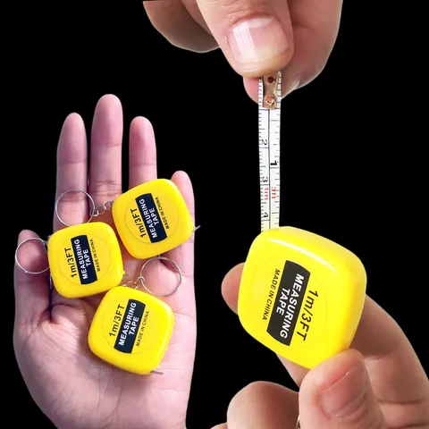 Metro a Nastro Retrattile Mini Portatile Righello Quadrato Da Tasca Con Portachiavi Custodia In Plastica Gialla Strumento Pratico Per Uso Quotidiano