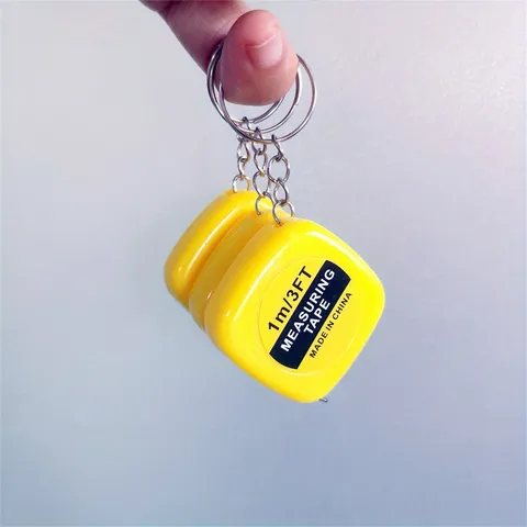 Metro a Nastro Retrattile Mini Portatile Righello Quadrato Da Tasca Con Portachiavi Custodia In Plastica Gialla Strumento Pratico Per Uso Quotidiano
