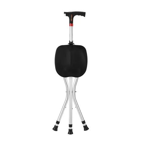 Multifunctional Folding Walking Cane Chair Aluminum Alloy Elderly Stool With LED Light And Radio Portable Outdoor Walking Aid
