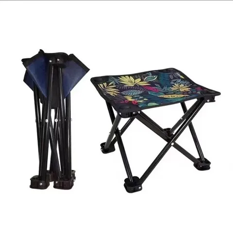 Outdoor Portable Folding Stool Lightweight Camping Fishing Chair Oxford Cloth Iron Frame Travel Picnic Hiking Seat