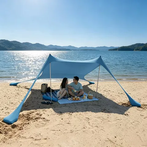 Portable Lycra Beach Tent Sunshade Canopy Waterproof Outdoor Camping Tent With Poles Lightweight Sun Shelter