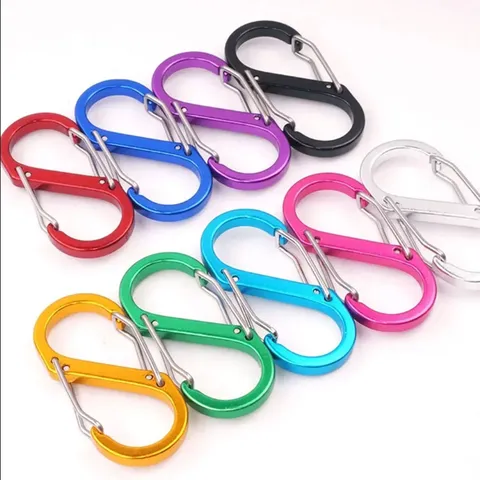 Outdoor Aluminum Alloy S-Shape Carabiner Multifunctional Double Spring Snap Hook Keychain For Camping Hiking Backpack
