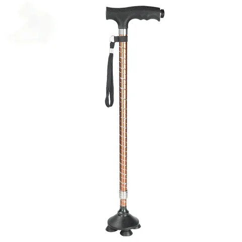 Bastone da Trekking Telescopico Regolabile Anziani Antiscivolo Bastone da Passeggio in Lega di Alluminio Con Base Luce LED
