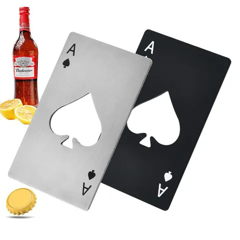 Creative Stainless Steel Playing Card Bottle Opener Spade Ace Metal Beer Opener Portable Bar Tool Kitchen Accessory