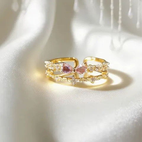 Κορεάτικο Niche Light Luxury Zircon Open Ring Ρετρό Προσαρμοσμένο Δαχτυλίδι Δαχτυλιδιού Μόδα Γυναικεία Κοσμήματα Χαλκού