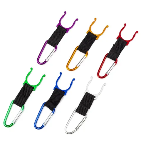Aluminum Water Bottle Carabiner Polygon Clip Outdoor Camping Backpack Hanging Buckle Mineral Water Bottle Holder