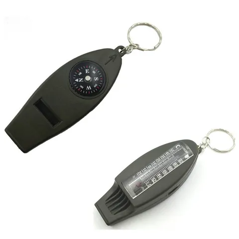 Outdoor Multifunctional Survival Whistle Portable Compass Thermometer Magnifying Glass Camping Emergency Tool
