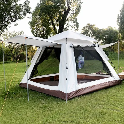 Tienda de Campaña de Apertura Rápida Automática para Exteriores Impermeable Protección Solar Espalda Grande Familiar Gris
